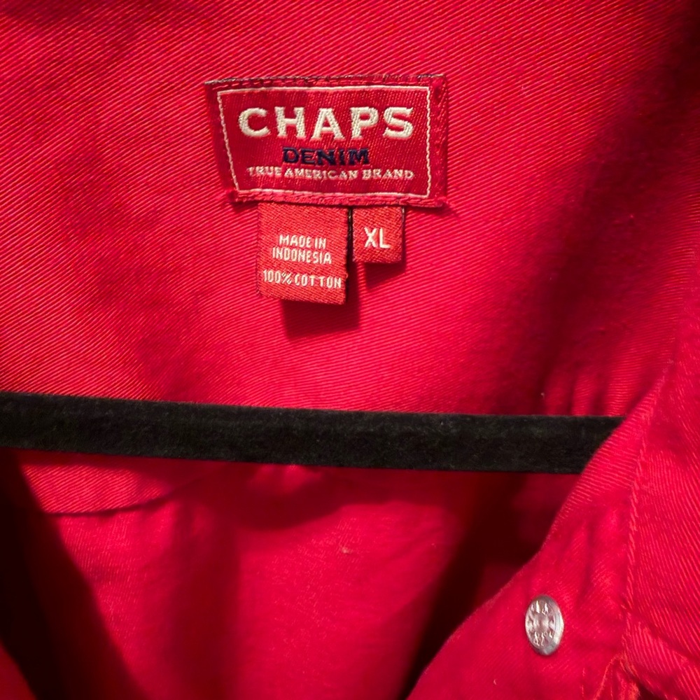 Chaps Denim Red Trucker Jacket Women’s XL Cotton Utility Cropped EUC - Picture 4 of 4